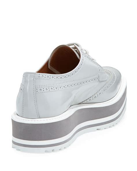 prada platform oxfords|Prada platform brogue trim.